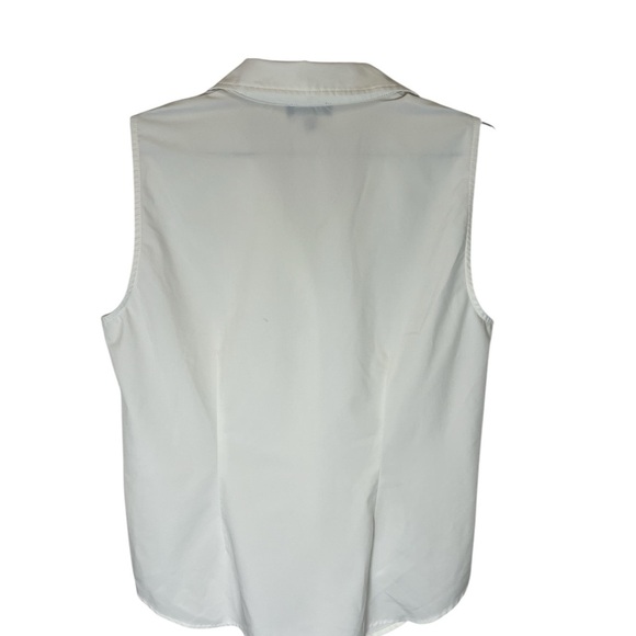 Elegant Collared Button-Up Sleeveless Blouse Sz M - Picture 3 of 5